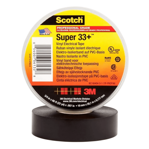 Cinta Aislante Vinílica Scotch 33+ 3/4 x20mts negro